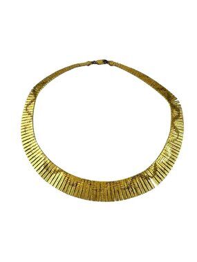 Technibond Fringe Collar Choker Necklace 14K Gold on Sterling Silver Made Italy